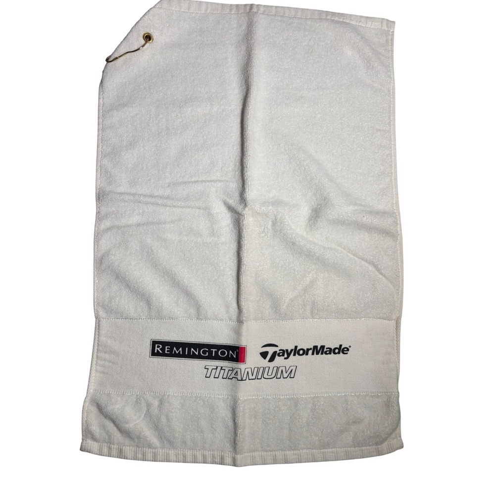 Remington TaylorMade Titanium Golf Towel White Cotton with Bag Hook 24x16